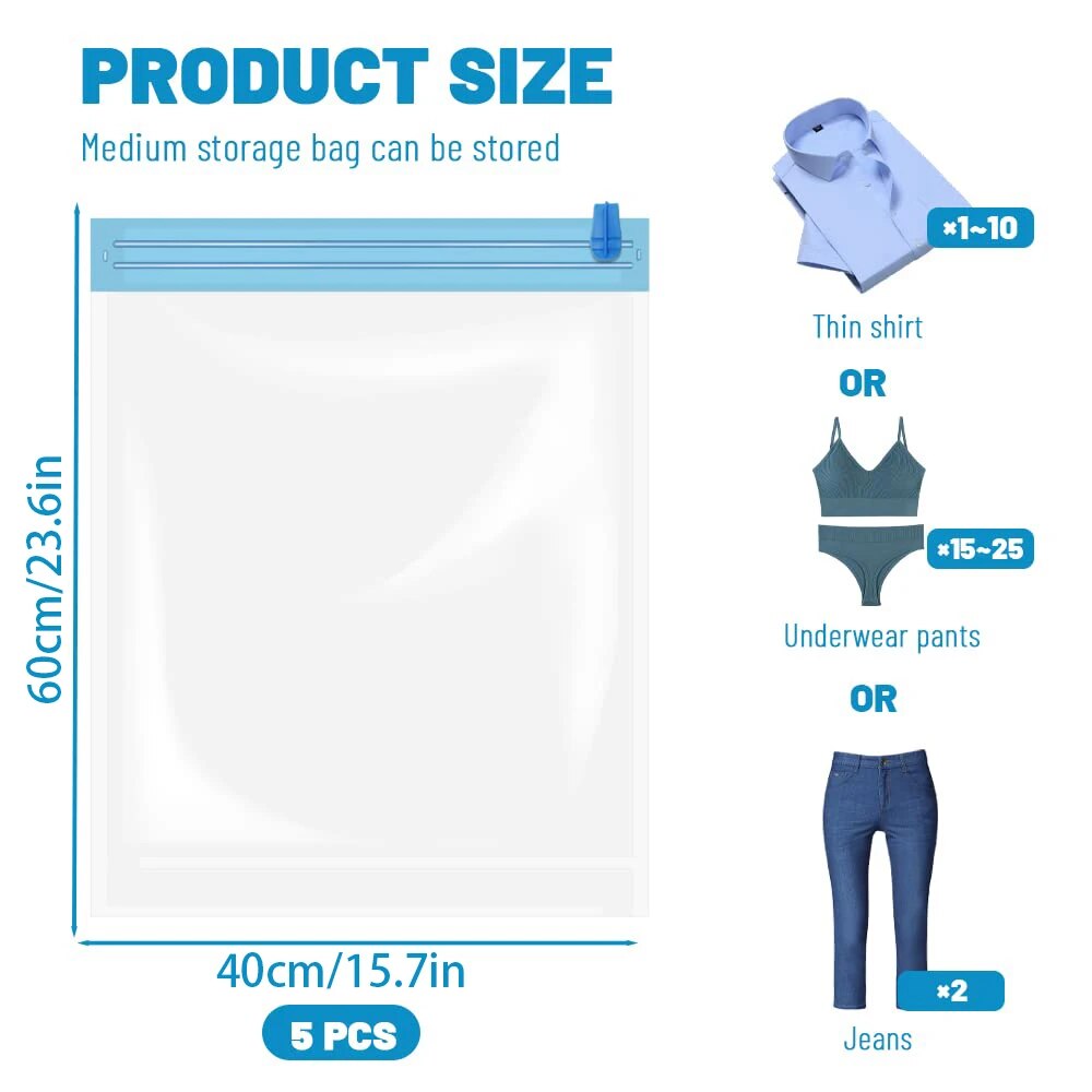 Oprolbare reisruimtebesparende opbergzakken voor bagage, kleding, cruiseschip, Essentials Home Packing-Organizer