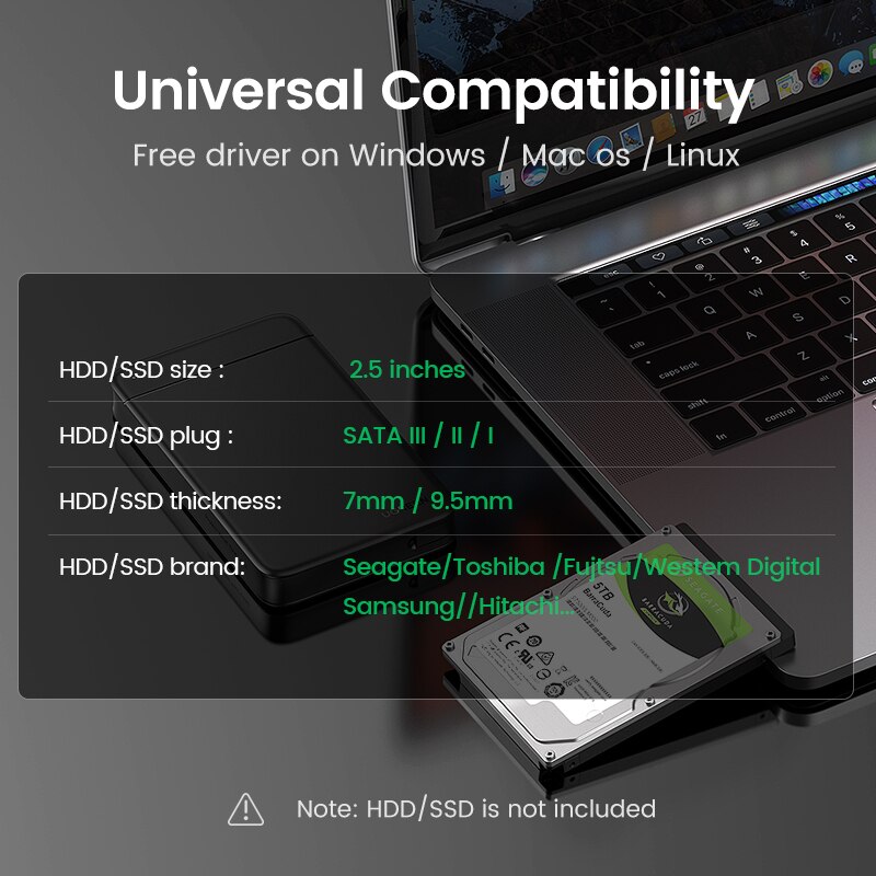 Ugreen Hdd Case 2.5 Ssd Case Sata Naar Usb Hdd Caddy Portable Vaste Kabel Docking Station Voor Externe Harde Schijf ssd Drive Case