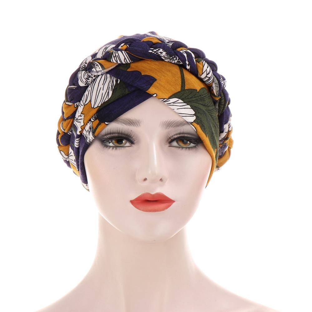 nueva impresión musulmán Hijab Turbante para las mujeres gorro estilo bohemio árabe de la hiyab interior Bonnet Femme Musulman Turbante Mujer
