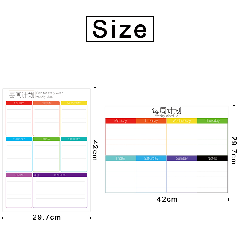 Magnetisk whiteboard kalender veckodagsplanerare schema magneter kyl kylskåp att göra-lista arrangör för kök