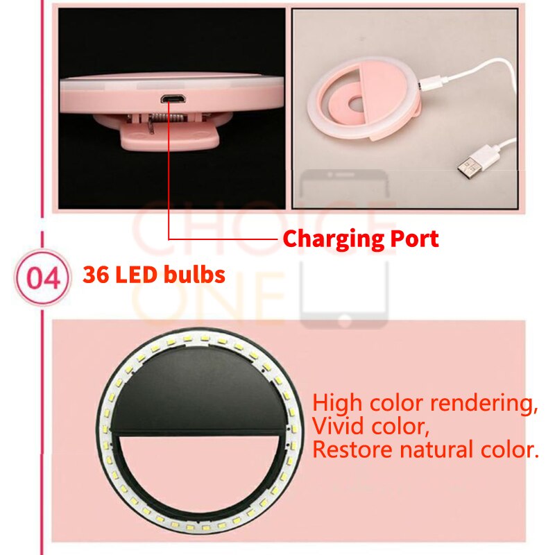 Lumière Rechargeable d'anneau de Selfie RK12 lumière de Selfie pour la lampe de Selfie d'ordinateur portable de téléphone