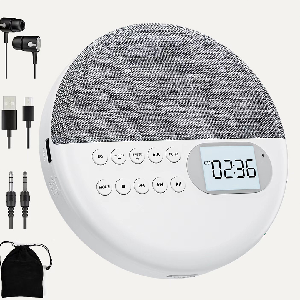 Multi-function Portable CD Player Two-way Bluetooth5.0 Speaker MP3 Player With Anti Skip Protection Dual Stereo CD Music Walkman