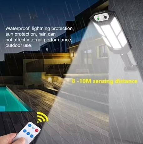 Lámparas solares grandes para exteriores con sensor modo de control remoto adecuado para calles jardines patios luces montadas en la pared impermeables