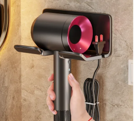 Zauberstab-Haartrockner Halfter Haar glätter Trockner Haarst änder Regal Schlecht Organizer Punsch freie verwöhnen ohne Bohren: Schwarz