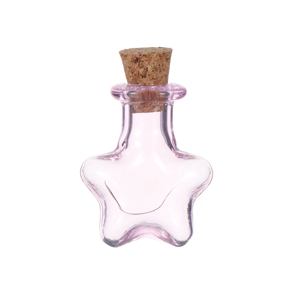 5Pc Mini Transparante Kurk Glazen Flessen Lege Sample Groene Kraal Potten Wishing Bulk Containers Decor Hangers Opslag Flacon: Pink-Star