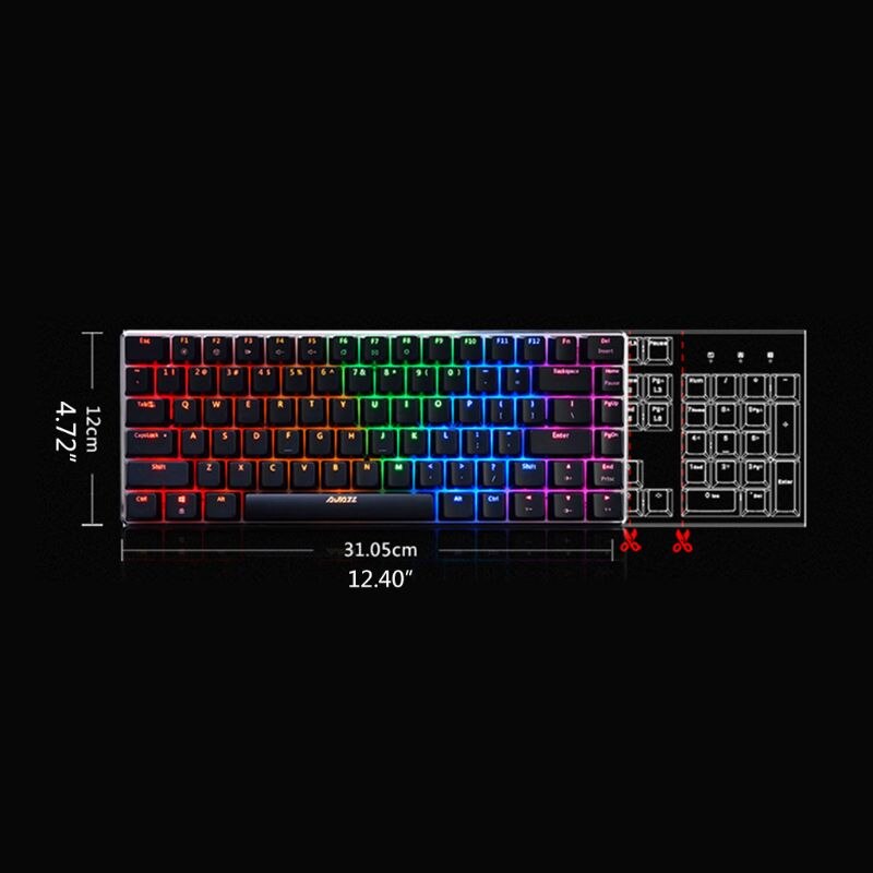 1 Pc Ajazz AK33 82 Toetsen Mechanische Toetsenbord Russisch/Engels Layout Gaming Toetsenbord Rgb Backlight Schakelaar Bedraad Toetsenbord