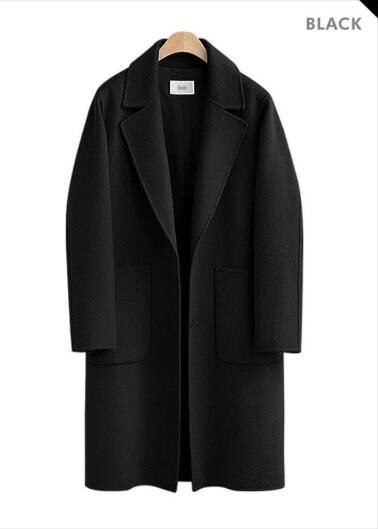 Omchion vinterjakke dame løs enkeltspent ullfrakk tilfeldig oversize yttertøy pluss størrelse 5xl lmj 118: Svart / M
