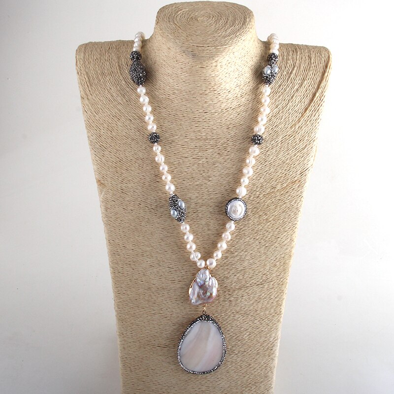 Rh Boho Sieraden Parel Kralen Geknoopt Handmake Verharde Zoetwater Hanger Kettingen Vrouwen Bohemen Ketting