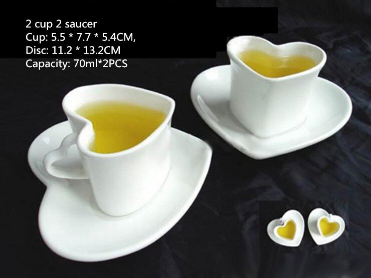 70-160ml criativo cerâmica xícara de café conjunto de copos de chá e pires caneca de leite kit com colher presente de casamento copo de água conjunto: 70ML-2PCS