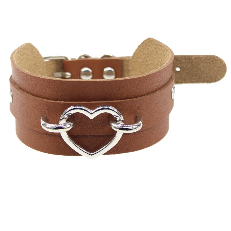 Faux leather heart choker ketting met een verstelbare gesp stud black goth kraag voor vrouwen chocker Gothic sieraden