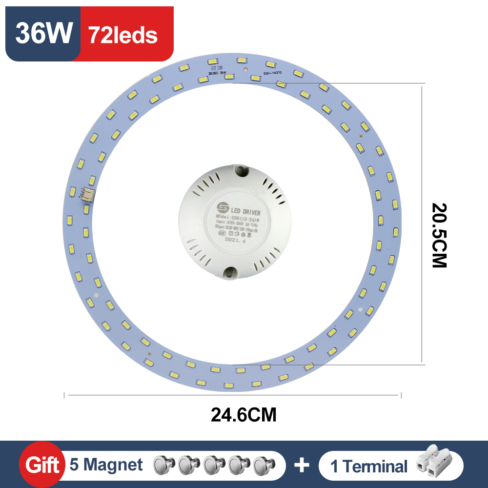 Módulo LED de 220V, Panel LED de anillo, 12W, 15W, 18W, 24W, 30W, 36W, 40W, 50W, Kit de luz LED de repuesto para luces de ventilador de techo: YELLOW