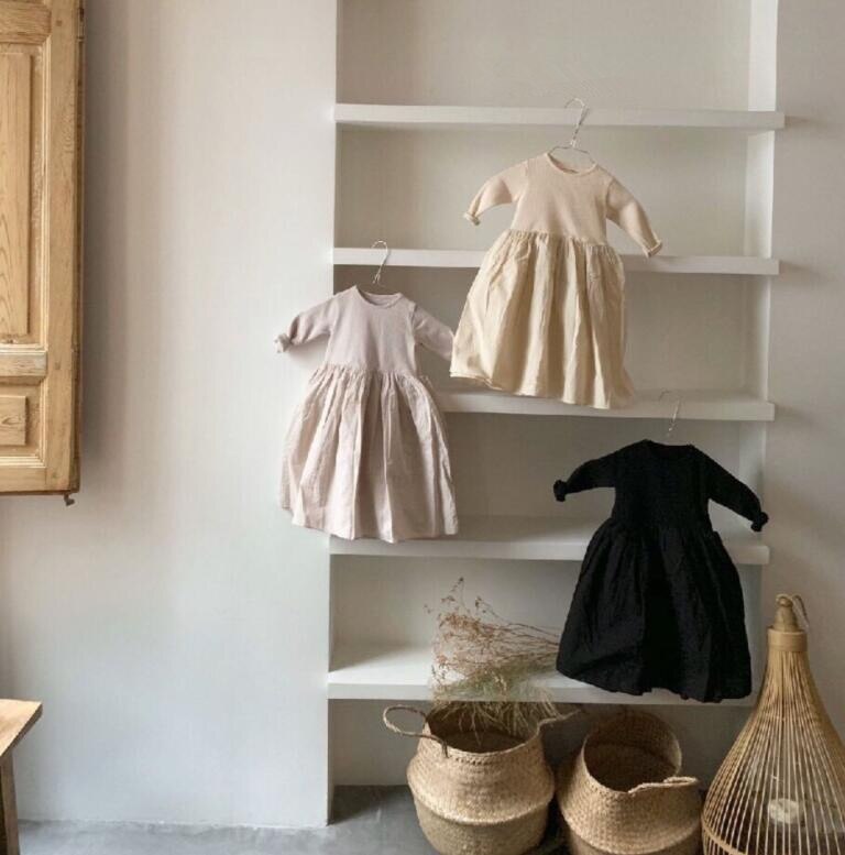 Zuid-korea En Najaar Casual Meisje Stiksels Lange Een-Lijn Jurk Streep Mori Prinses Jurk