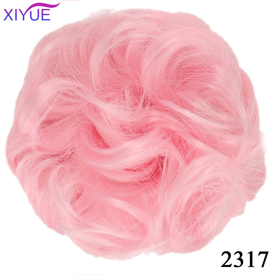 XIYUEMessy Scrunchies Donut Bun Synthetic Hair Chignon Straight Elastic Band Hair Extensions Heat Resistant Hairpieces For Women: #350