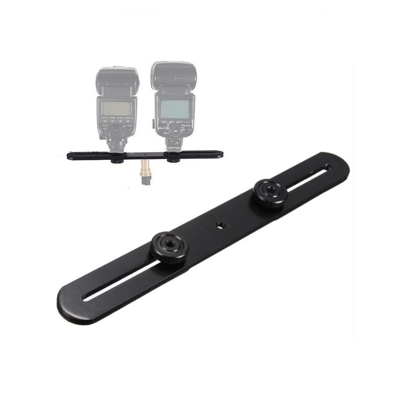 Cool Portable Dual Flash Bracket Shoe Bracket Mount Holder For Tripod Stand DSLR Camera Dual Flash Bracket​ For Video Light