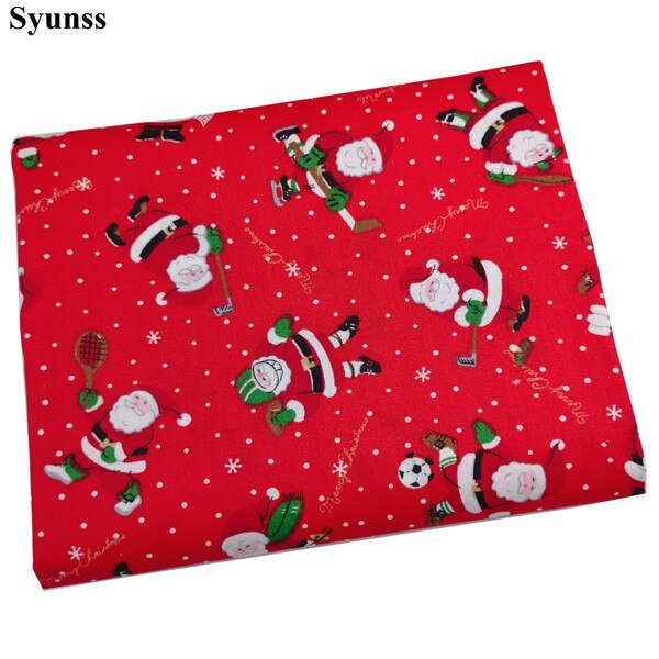 Syunss rød julemanden trykt bomuldsstof til diy patchwork quiltning baby krybber kludpuder tæppe sy tissus: Rød / 40 x 50 cm