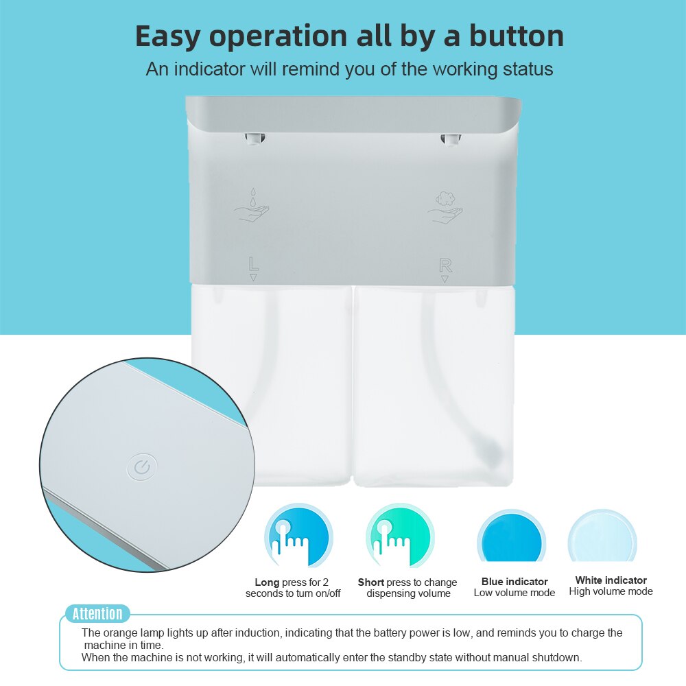 Soap Dispenser Automatic Infrared Sensor Liquid Foam Soap Dispenser Waterproof Volume Hand Disinfection Bathroom Hospital