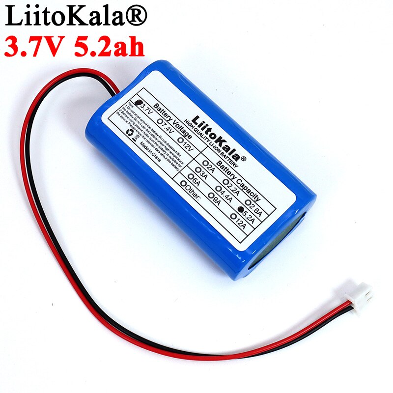 LiitoKala 3,7 V 18650 lithium battery 2600mAh 5200mAh Fishing LED Light Bluetooth loudspeaker 4,2 V Emergency DIY batteries + PC: 1S2P 3.7V 5200mAh