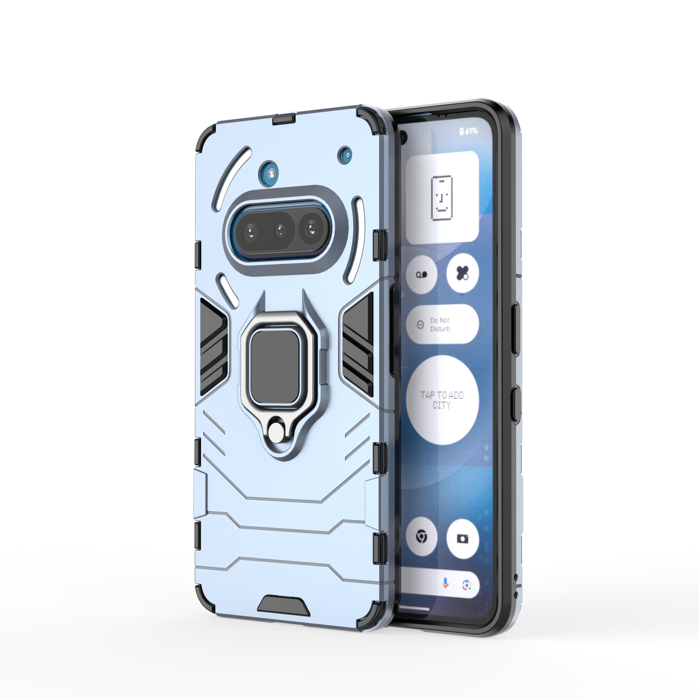 Standfunktion Handyhülle für Nothing Phone 3A Pro 2a Plus Phone3a Phone2a Fingerring Coque Cases: Holz / Blau