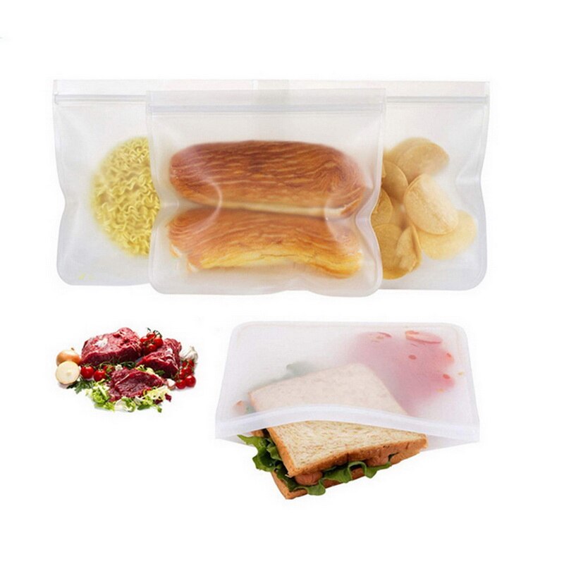 Draagbare Peva Voedsel Opbergtas Herbruikbare Vriezer Siliconen Zip Lock Lekvrij Zak Keuken Organizer Vruchten Snack Zaden Opbergtas