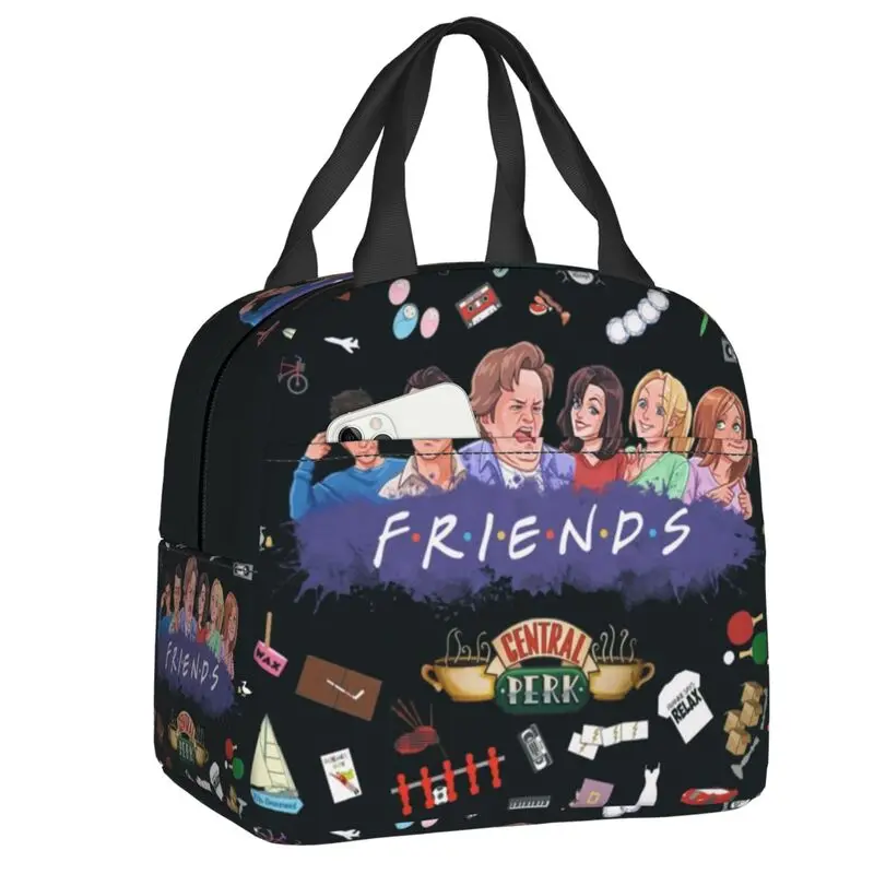 Friends TV Show Insulated Lunch Bag for Camping Travel Resuable Thermal Cooler Lunch Box Women Children Food Container Tote Bags: Pink