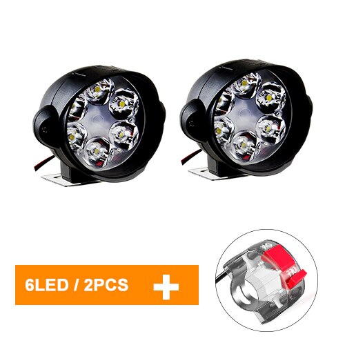 Accessoires de projecteur électrique de moto | Projecteur à Led 12V 6500K 6 Leds, feux de voiture, ampoules lumineuses pour moto tout-terrain: 2pcs 6 leds  white