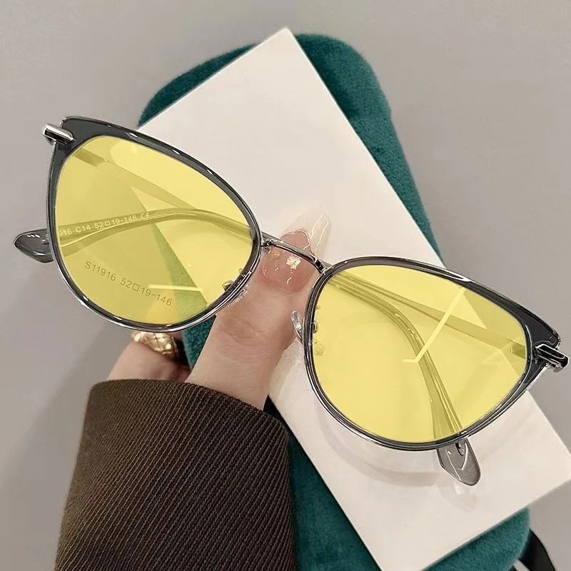 Gafas de visión nocturna para miopía, gafas de ojo de gato para la visión cercana para conducir, gafas graduadas terminadas, dioptrías Unisex de 0 a 4,0