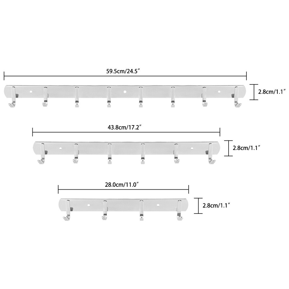 JUSHFO Multi-functional Hook Rail Coat Hook Stainless Steel Coat Hook Wall Hook 4 6 Hook Space Saving 1PC