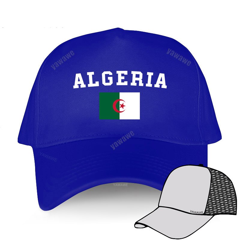 Flaga algierii czapki baseballowe letnie słońce algieria czapki moda regulowana czapka męska: blue mesh