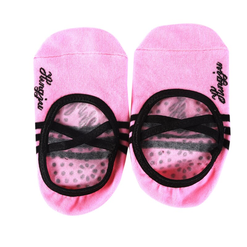 Calzini Yoga Donna - Testa Rotonda Tacco Aperto Cotone Antiscivolo Bendaggio Calzini Sportivi Pilates Balletto Pantofole da Ballo: Rosa