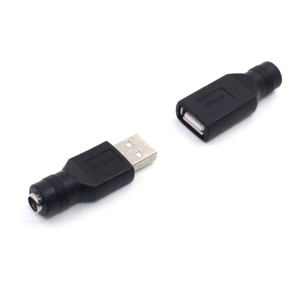 Female Jack To USB 2.0 Male Plug / Female Jack 5V DC Power Plugs Connector Adapter Laptop 5.5*2.1mm Black Color