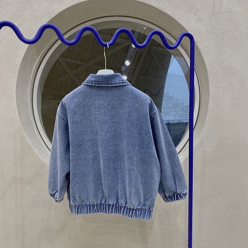 Zipper Jean Jacket Spring Autumn Coat Outerwear Top Children Clothes Kids Costume Teenage School Boy Clothing