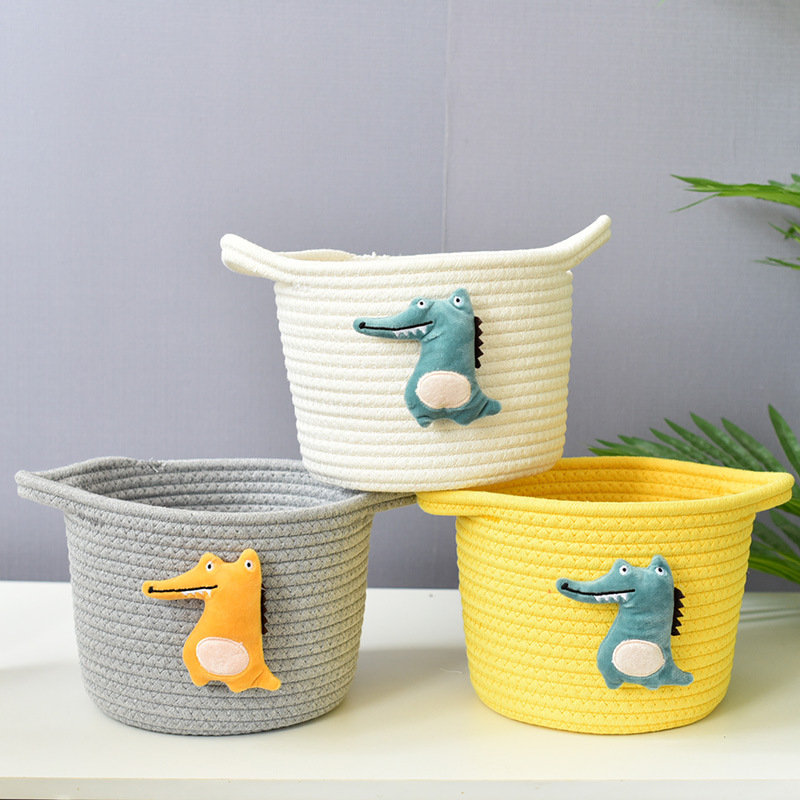 Krokodil Opslag Mand, Katoenen Touw Opslag Mand Opbergdoos Weven, Geweven Bloem Mand Katoenen Draad