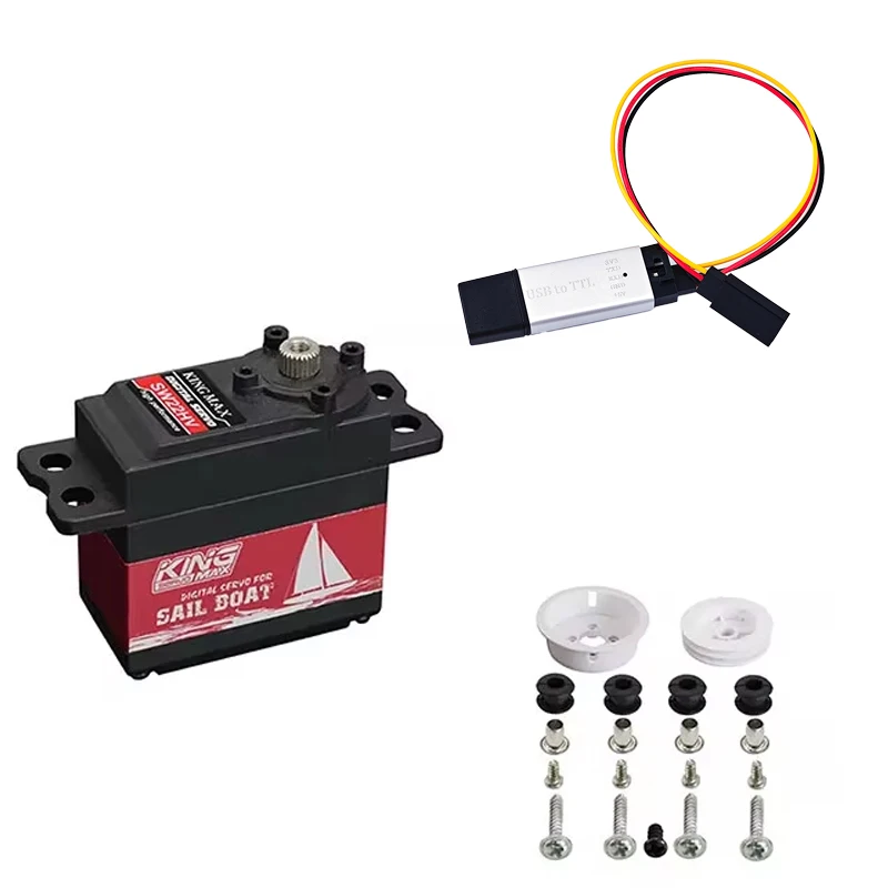 KINGMAX SW22HV 68g 22kg.cm Digitale Metalen Tandwielen Zeillier Servo 1.5-7T Programmeerbare Dual Kogellagers Waterdicht voor RC Boten