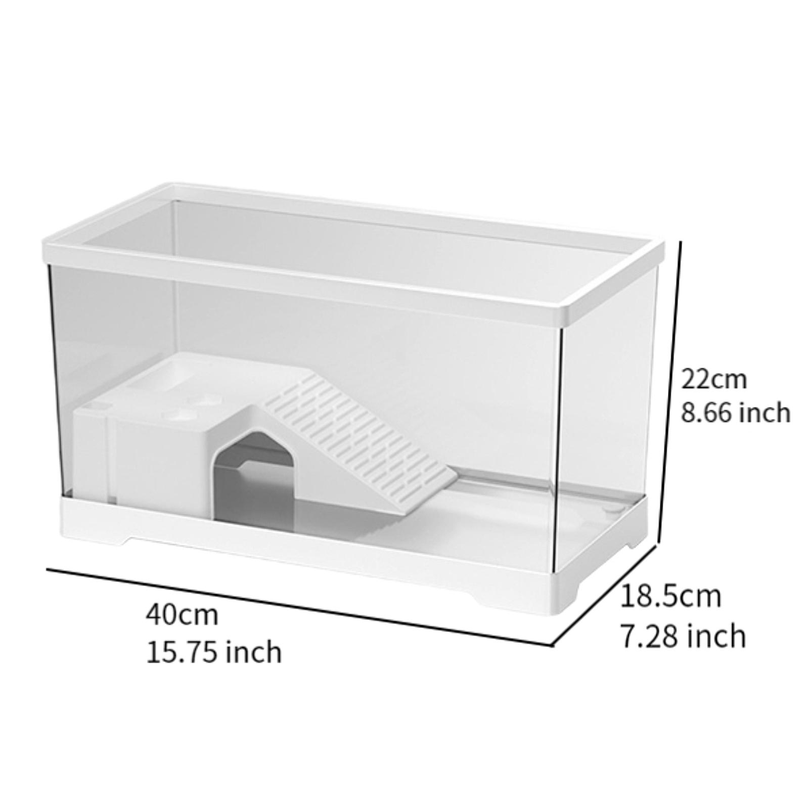 Transparency Turtle Tank With Breed Feed Area Cage Reptile Habitat Turtle Tank Bottom Drainage Enclosure Starter Indoor Decor: Light Grey