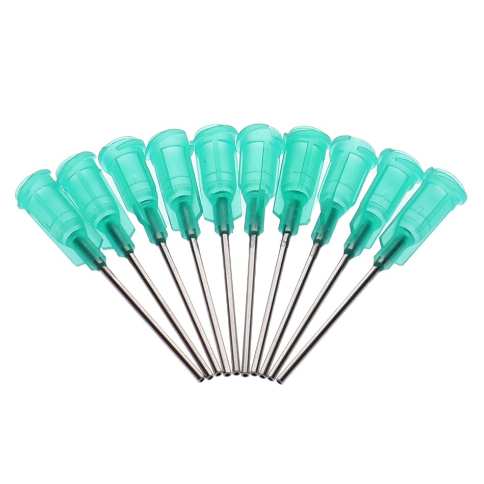 100 unids/lote 18G X 43mm precisión pasivada S.S. Punta dispensadora con PP Safetylok hub, agujas dispensadoras de pegamento