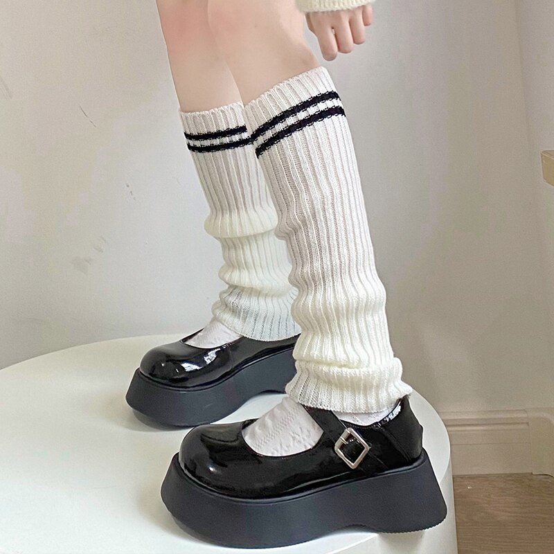 Lolita Beenwarmers Japanse Vrouwen Gothic Lange Sokken Vrouwen Leggings Slobkousen Knie Goth Winter Sok Gebreide Manchetten Enkel Warmer: 6