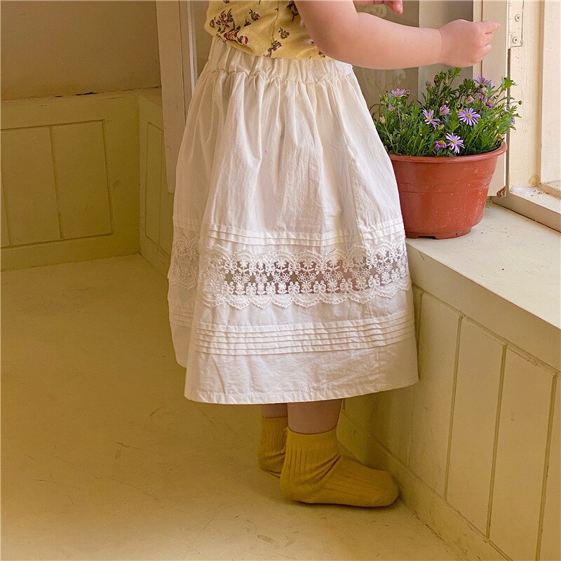 1764B 2022 lato dziewczynka's Spódnica koreański gorący wyprzedaż dziurawy na zewnątrz Sznurówka niejednolita całość dziewczynka's Spódnica solidny kolor żartowniś pofałdowany Spódnica