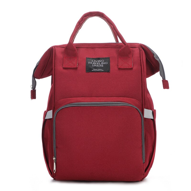 Multi-Functionele Canvas Mummie Zak Mom Verpleging Reizen Baby Zuigfles Aiaper Rugzak Grote Capaciteit Contrast Kleur Mother': Red