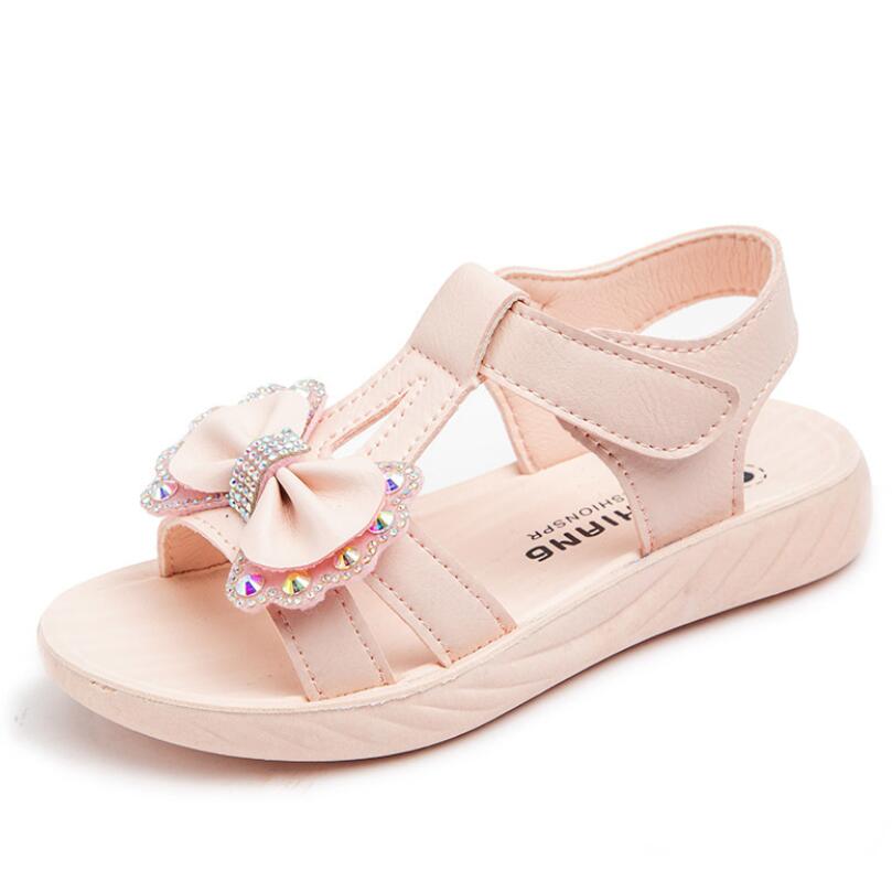 Children's Sandals Summer Girls Shoes Princess kids Sandals For Girls Lovely Rhinestone Butterfly Beach Shoes: Pink / 31 (Insole 19.5CM)