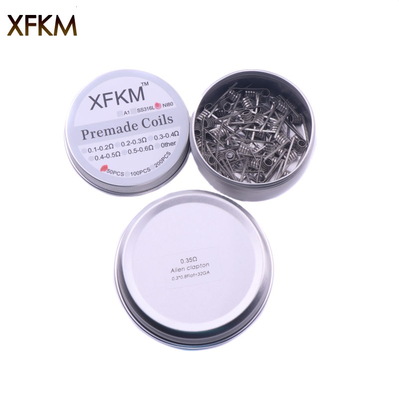 XFKM NI80 50/100 pcs twisted Fused Bijenkorf clapton coils premade wrap Alien Mix twisted Quad Tijger Verwarming Weerstand rda coil