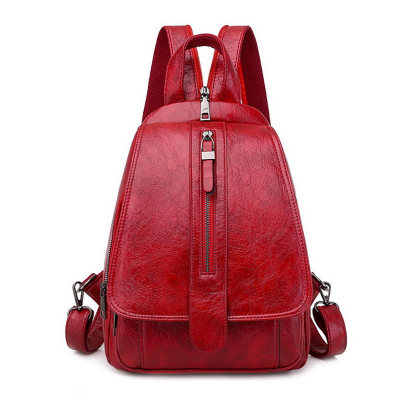 sac à dos femmes en cuir sacs à dos femme sac à bandoulière grand sacs d'école pour adolescentes voyage sac à dos: red-1