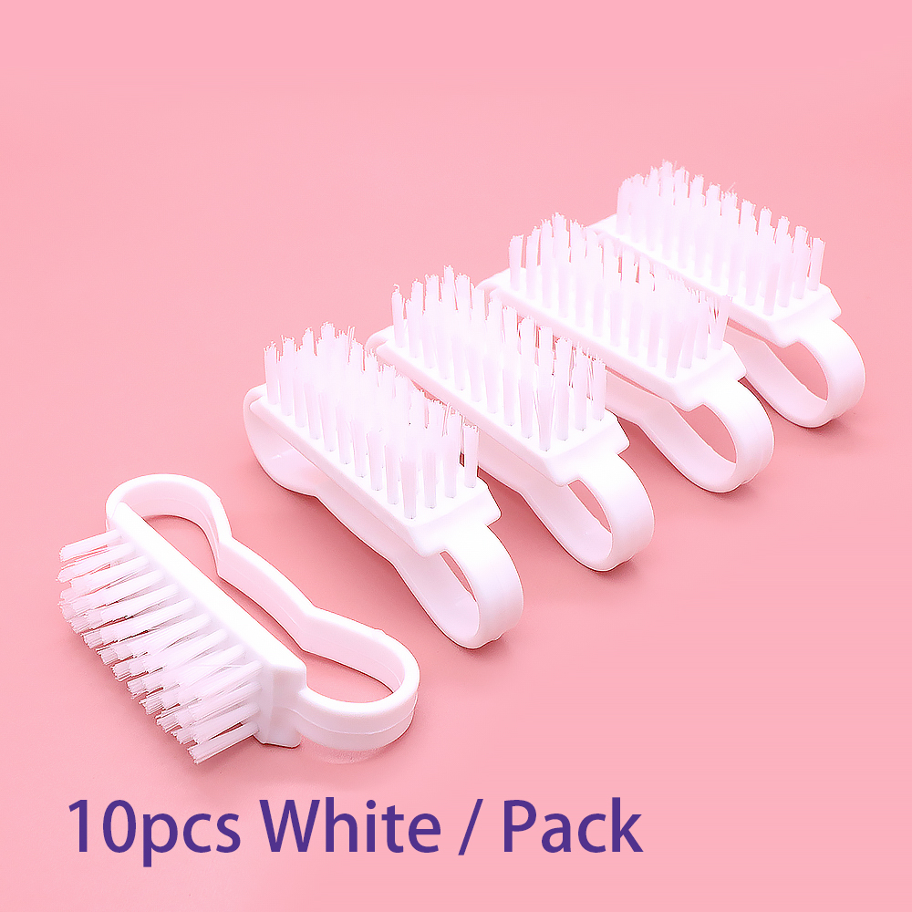 Top Cleaning Nail Brush Nail Art Plastic Soft Remove Dust Finger Care UV Gel Manicure Pedicure Tool Makeup Brushes Scrubbing: Light Grey