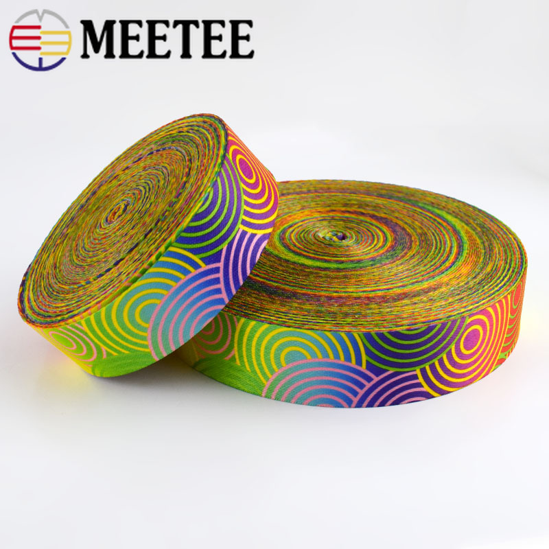 Meetee 5/10M 38Mm Gedrukt Etnische Jacquard Singels Zakken Riem Riem Lint Diy Textiel Kleding Riem decor Naaien Accessoire