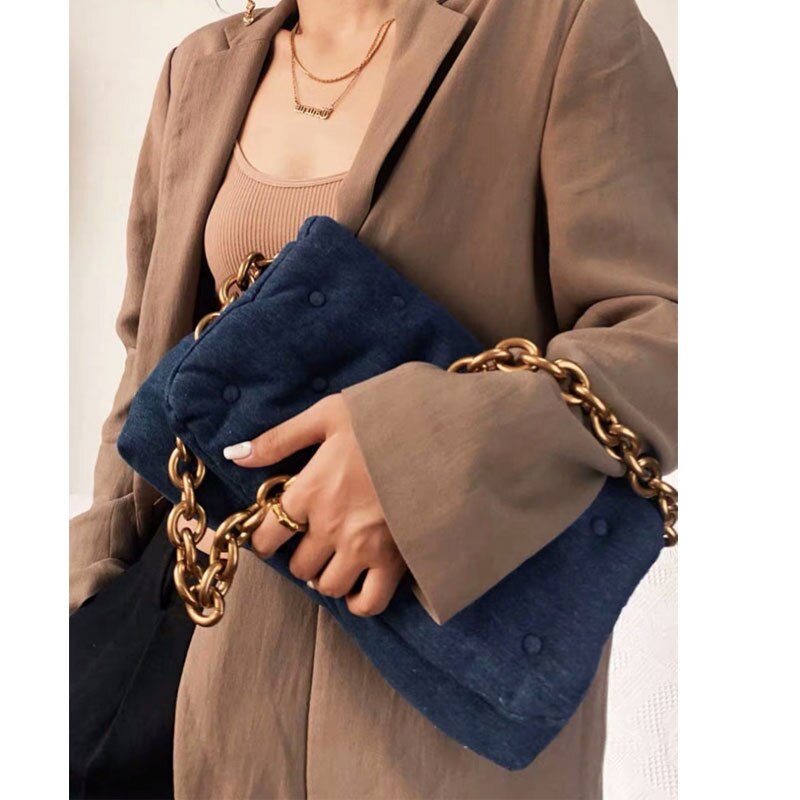 Branded Vrouwen Schoudertassen Dikke Ketting Gewatteerde Schouder Portemonnees En Handtas Vrouwen Clutch Tassen Dames Handtas