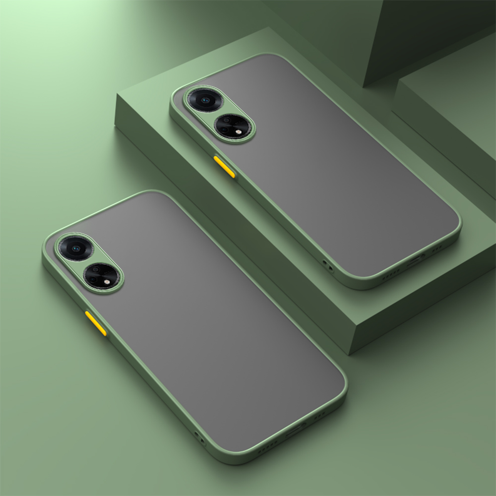 OPPO A18 Case Cover On Orro Opo Appo A38 4G Capas Shockproof Phone Back Bumper Matte Translucent Coque For OppoA18 A 18 4G 6.56": aluminum / army green