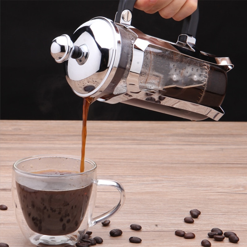 French Press Coffee/ Tea Brewer Coffee Pot Coffee Maker Kettle 1000ML Stainless Steel Gl for Coffee Drinkware: Default Title