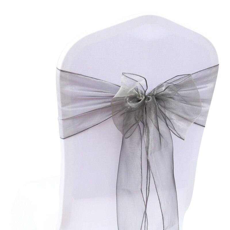 1Stck Organza Hochzeit Stühle Knoten Abdeckung Bogen Dekoration Stuhl Schärpen Bands Stuhl Gürtel Krawatten Für Hochzeiten Party Hotel Bankett Dekor: Silber-