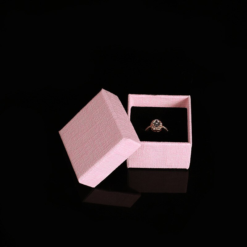 Kraft Ring Box Paars Grijs Blauw Oorbel Ring Box Verpakking Ring Parel Shinny Van Roze, grijs, Pupre, Blauw: as photo pink