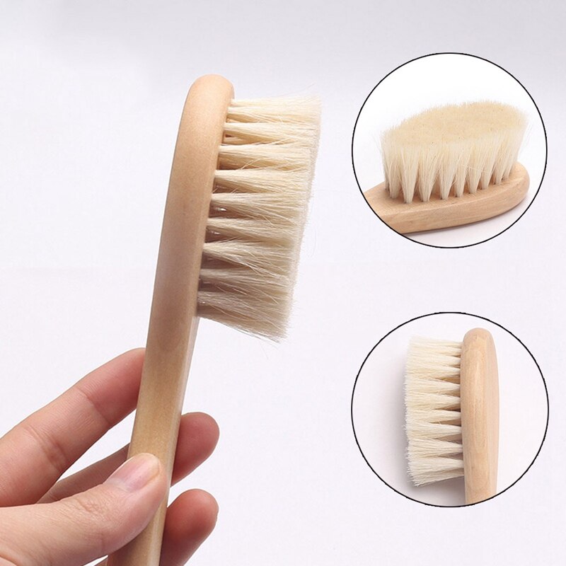 Wooden Handle Brush Baby Hair Brush Newborn Hair Brush Infant Comb Head Massager