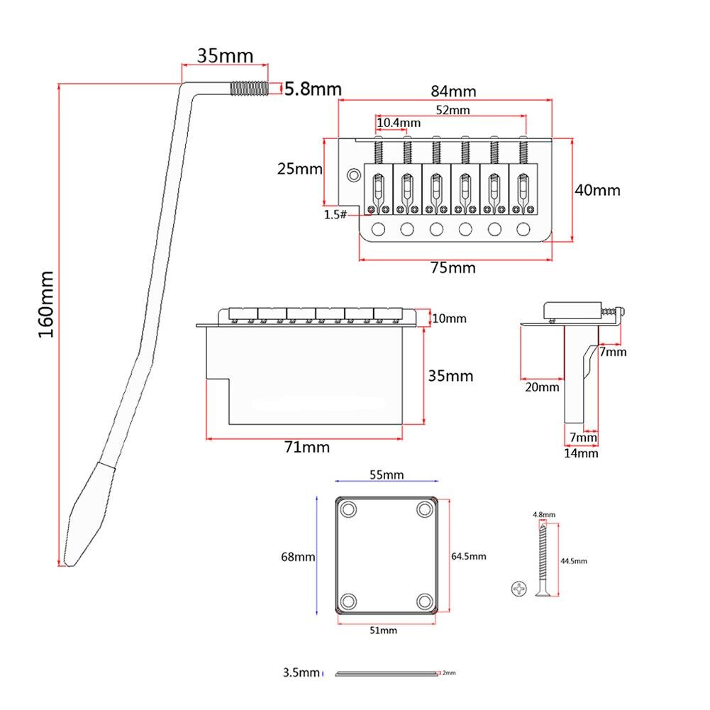 Electric Guitar Tremolo Bridge System with Neck Pl... Grandado